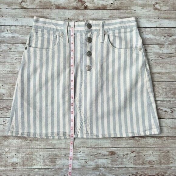 Madewell Striped Pompano A Line Button Front Mini Skirt Size 25 - Picture 8 of 9